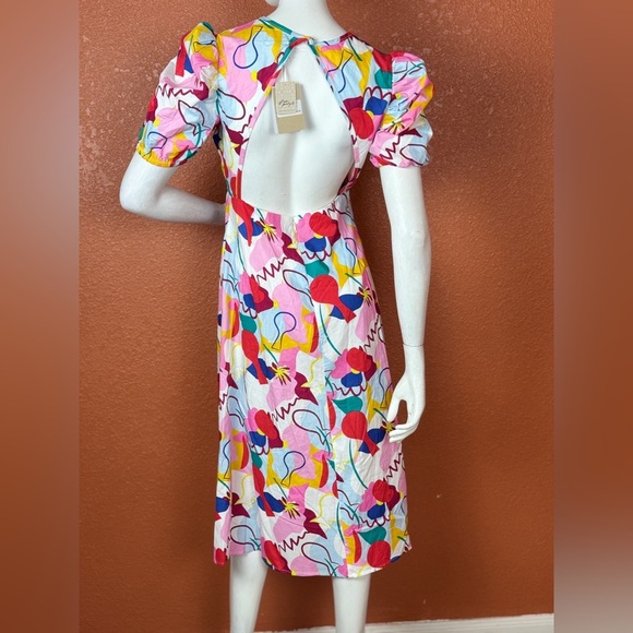 FREE PEOPLE Glamorous Abstract Rainbow Colorful Abstract Print dress Size 6. E51 - Picture 13 of 16